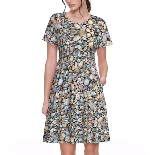 Robe d'été décontractée chic à col rond pour vos balades et terrasses ensoleillées