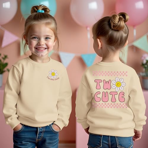 CM C&M WODRO Toddler Girl 2nd Birthday Sweatshirt I’M Two Cute Birthday Pullover Shirt Baby Crewneck Long Sleeve Fall Outfit3