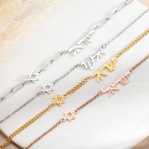 callie Personalized Hebrew Name Necklace with Star of David, Israel Jewish Jewelry Gift for Women - Bat Mitzvah Hanukkah Gifts2