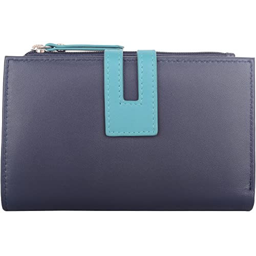 Portefeuille femme cuir véritable Valita avec protection RFID, le cadeau chic en bleu marine