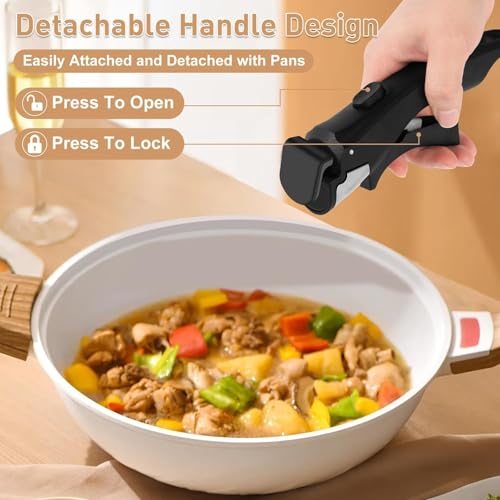 Image of Removable Handle, Detachable Pot Handles, Universal Pan Handle, Replacement Handles for Pots and Pans, Detachable Pan Handles, Universal Pan Handle, Fits All Cookware-Black