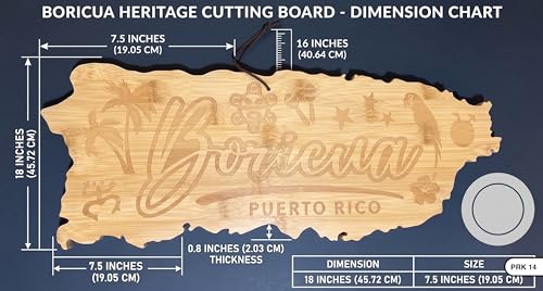 Tabla de cortar de bambú con forma de Puerto Rico Boricua miniatura 2