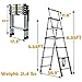 5+6 Step Ladder Aluminum 5.34FT Telescoping Ladder Lightweight Portable A-Frame Ladders with Arm-Design, 330lbs Load Capacity Widen Step Pedal Folding Step Ladder Easy to Transport or Store