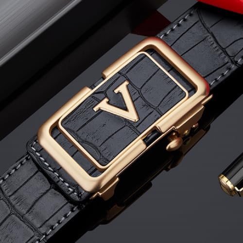 VANNANBA Mens Ratchet Belts Genuine Leather Belt with Automatic Buckle Alloy Gift for Men2