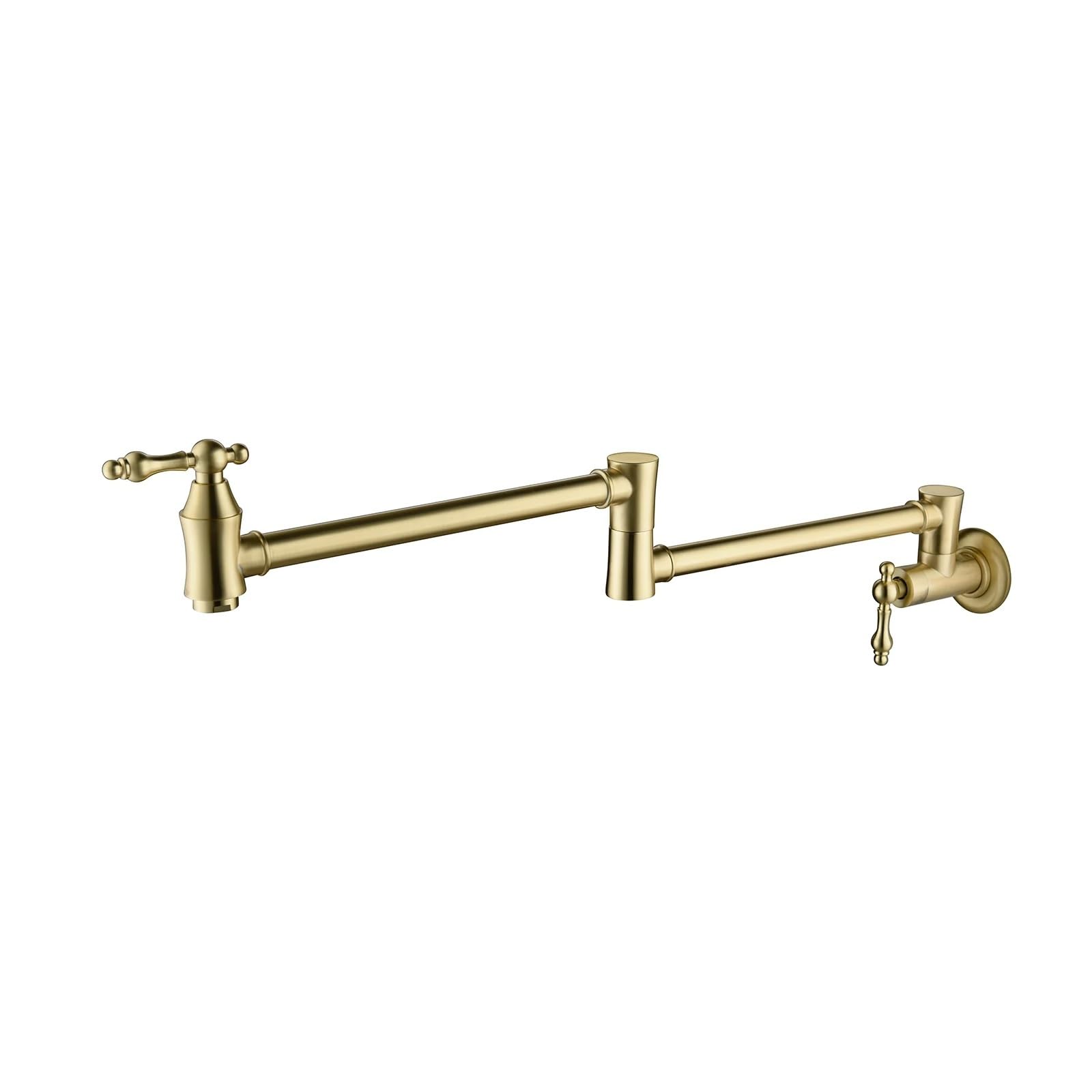 ZQFHSX Wall Mounted Kitchen Faucet Brass Fold Tap Pot Filler Retractable Folding Contemporary Design for Most Scenarios(Gold)