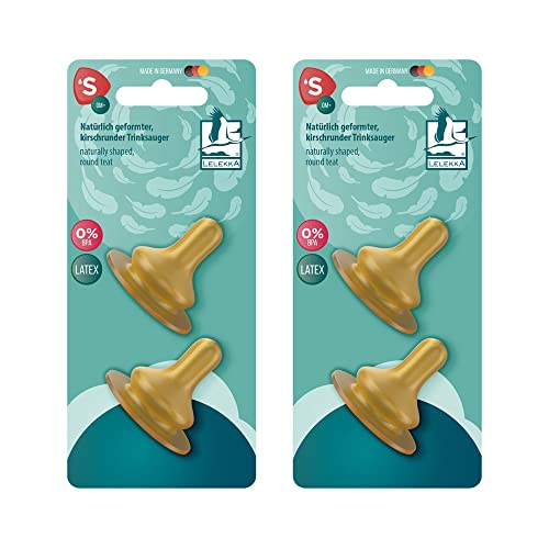 Lelekka® Latex Rund Sauger Gr. S feinste Sauglochgröße 4er Pack, speziell für neugeborene Stillkinder, ab 1. Tag