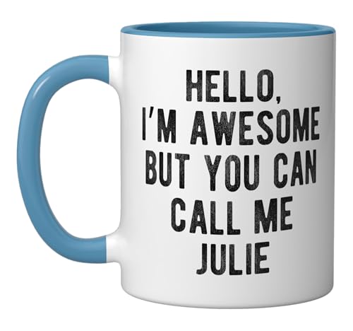 Taza de cerámica azul y blanca Julie 11 oz miniatura 1