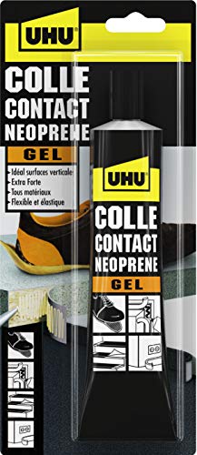 UHU Contact Néoprène - Colle Gel Anti Goutte - Universelle Super Forte - Multi Matériaux Métal Cuir Caoutchouc Bois - Adhérence Immédiate - Transparente - Tube 120 g