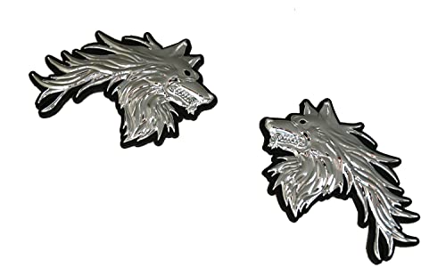 Pair New Custom Wolf Head Emblem Left And Right Side Fender Rear Styling Badge Replacement For Trx Ram 1500 Silverado Universal Car Motorcycles (Chrome) #TOP3