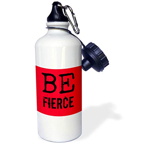 3dRose wb_180116_1 Be Fierce, Red Background Sports Water Bottle, Multicolor, 21 oz