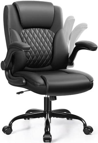 Leather Office Chair, PU Home Computer Desk Chairs with Ergonomic...