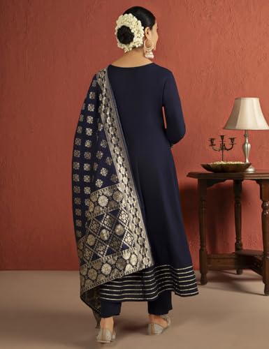 Image of Kaari Women's Embroidered Kurta Set with Dupatta - Festive Kurta Set for Women Polyester Blend