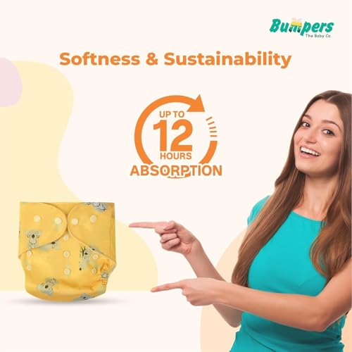 Image of Bumpers Premium & Ultra Soft Reusable Cloth Diaper with Insert Pads | Extra Absorbant, Washable, Waterproof & Adjustable Cloth Diaper for Babies /Kids, 3M-3Years (Combo, Free Size, Beige+Light Pink)