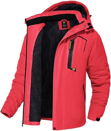 Image of QPNGRP Mens Waterproof Fleece Ski Jacket Windproof Winter Snow Coat