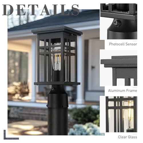 Image of zeyu 12.2-Inch Lamp Posts Outdoor Lighting with Clear Glass, 20068-P PC BK