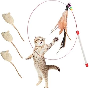 Amazon 猫じゃらし Ninonly 猫おもちゃ ネズミ 羽のおもちゃ 噛むおもちゃ ストレス解消 運動不足解消猫用ネズミ 天然羽根 鈴付き 釣り竿 4点セット Ninonly 猫じゃらし 羽のおもちゃ 通販