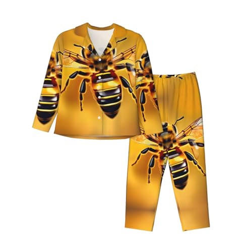 Pyjama imprimé abeille pour soirées cocooning ensemble de nuit manches longues femme EdWal
