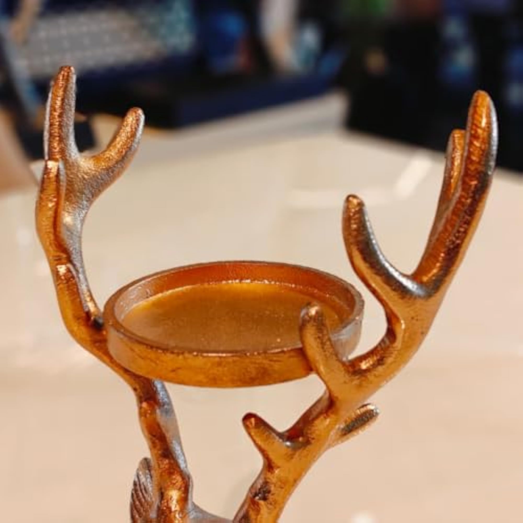 Brass Gold Finish Deer Head Candle Holder