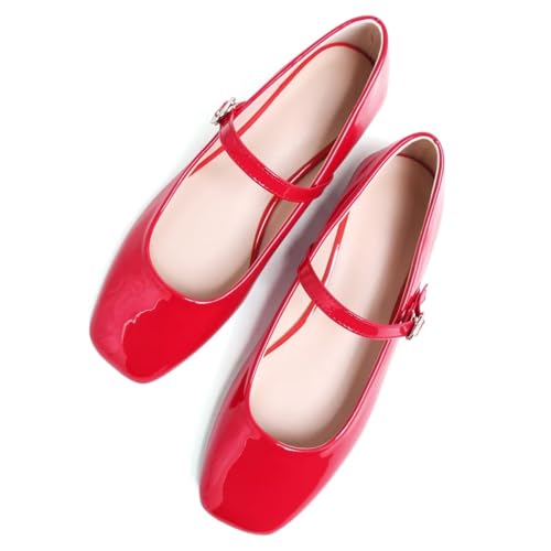 Image of LUXINYU Women's Slip on Flats,Classy Round Toe Solid Classic Mary Jane Ballet Dance Shoes Soft Comfortable PU Flat Shoes