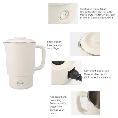 Hervidor eléctrico portátil acero inoxidable 600W 600ml miniatura 7