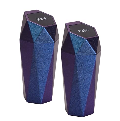 Image of Ginsco Car Trash Can with Lid, 2 Pack Mini Car Trash Can Cup Holder, Cars Garbage Can Car Accessories for Interior, Leakproof Car Trash Bin, Multipurpose Trash Can for Cars, Home (Iridescent Blue)