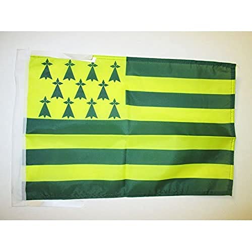 AZ FLAG, Brittany Melen Ha Gwer Flag, 18'' x 12'', 100% Polyester French region of Bretagne Small Banner with Two Cords