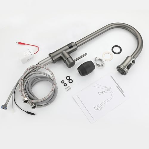 Grifo gris con sensor para cocinas modernas con indicador visual de temperatura integrado 6
