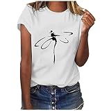 Women Animal Graphic Tee Top Dragonfly Tshirt Tops Funny Cute Short Sleeve Tunic Shirt 2023 Spring Blouse Gift Shirts