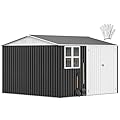 DWVO 10x10ft Metal Outdoor Storage Shed with Window, Lockable Tool Storage Sheds, Oversized Steel Garden Sheds with Sloped Roof for Backyard, Patio, Garage, Lawn, Gray