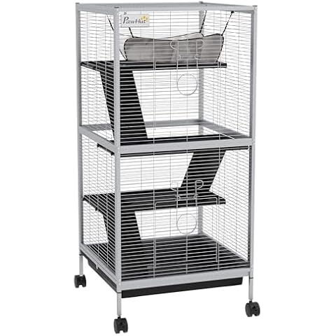 PawHut Small Animal Cage with Wheels Cover
