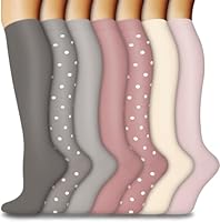 ACTINPUT Kompressionsstrümpfe Damen und Herren,7 Paar Kniestrümpfe Stützstrümpfe Kompressionssocken Laufsocken Thrombosestrümpfe für Flug,Sport,Reisen, Radsport, Krankenschwester(7101 - Grau,S-M)