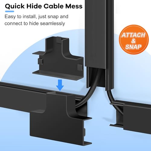 Image of 126in Cord Hider Kit, Wire Hiders for TV on Wall, Paintable Cable Management Kit, Wire Cover for Wall Mount TV, Hide Wires Along Wall, Black Cord Cover Wall Wire Management, 8xL15.7in W0.95in H0.55in