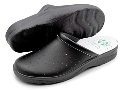 Poligono Gesundheitsschuhe für Männer und Frauen, Geschlossene Berufsschuhe, Gesunde Clogs, Bequeme orthopädische Schuhe, Anatomische Sohle,Schwarz Mann 46