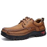 [LXX] 革靴 トレッキングシューズ 紳士靴 高機能 4e 幅広 カジュアルシューズ メンズ 本革 大きいサイズ 軽量 柔らかい 防滑 衝撃吸収 クッション性 防水 通気性 大きいサイズ 24cm~27.5cm 2色 (B-ブラウン,26cm)