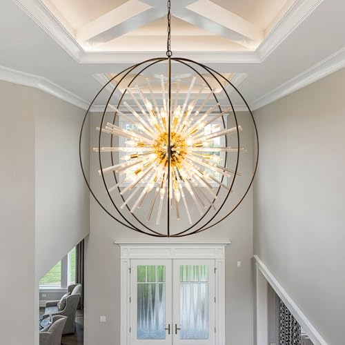 Image of Vezzio Extra Large Black and Gold Chandeliers for High Ceiling Foyer