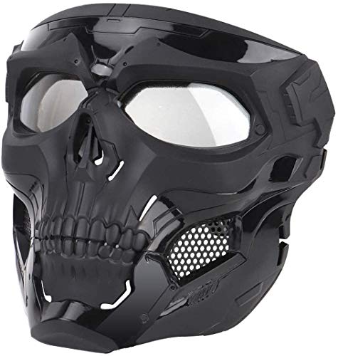 CHEEKON Skull Airsoft Mask, Full Face Protective Mask Paintball CS Hockey Halloween Masquerade