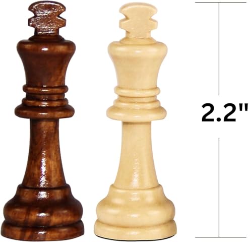 Image of 2.2 Inch Wooden Chess Pieces Set (32 Pieces) | Handmade Smooth Finish Wooden Chessmen for Replacement Use | Chess Pieces Only, Chess Coins only, Ideal for Teens and Adults