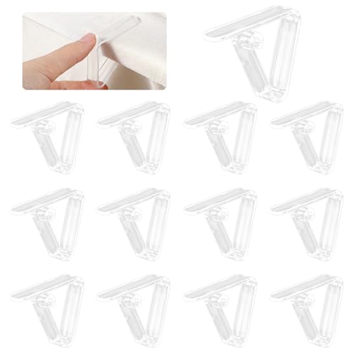 Nogeqi 12PCS Clear Table Cloth Clip Plastic Tablecloth Clips for Thin Tables Transparent Windproof Picnic Tablecloth Clips for Christmas Wedding Party Indoor Outdoor Camping