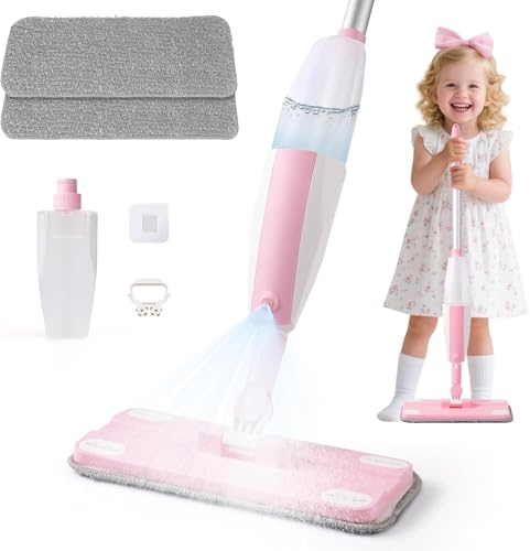 Balais Serpillère Jouet avec Vaporisateur Enfants - Nettoyage Montessori avec Fonction de Pulvérisation Réelle et 2 Tampons Lavables I Kit Menage Enfant,...