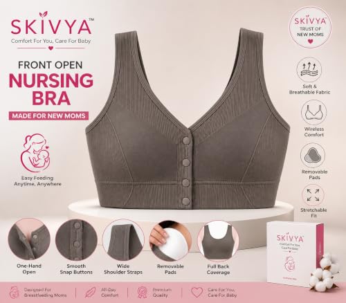 Image of Women's Maternity Nursing Bra, Front Open with Button Closure, Wirefree Padded, Seamless Inner, with Tube Bra,Pack of 1 (Free Size 30,32,34)