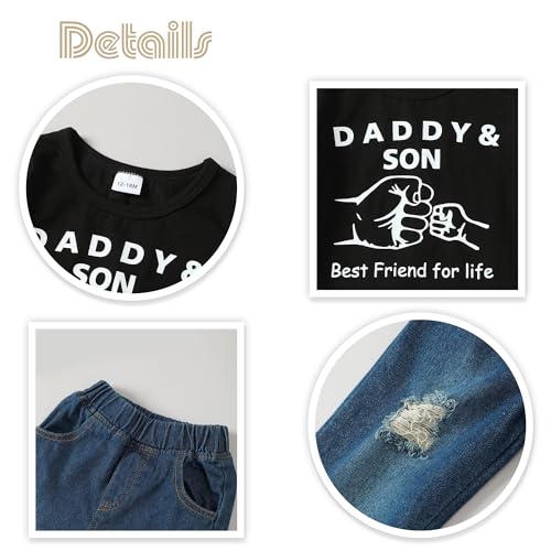 Image of Renotemy Toddler Baby Boy Clothes Denim Outfits Infant Hooded Sweatshirt Jeans Pants Little Boys Clothing