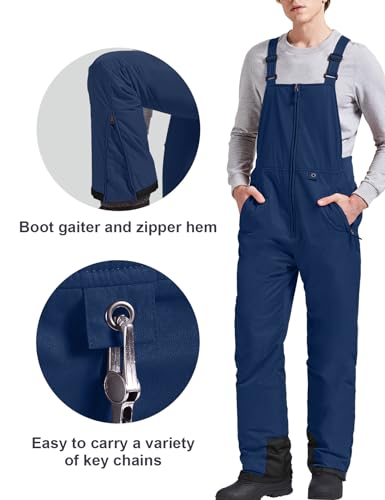 GEMYSE Herren Skihose wasserdicht gefüttert Schneehose mit verstellbaren Trägern Winddicht Overall für den Winter Snowboardhose für Outdoor Sport(Navy Schwarz,2XL)