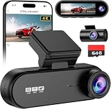 4K 3 Channel Dash Cam Front Rear for Car, True 170° Wide Angle, 3.19' IPS Screen 2.4G WiFi Custom...