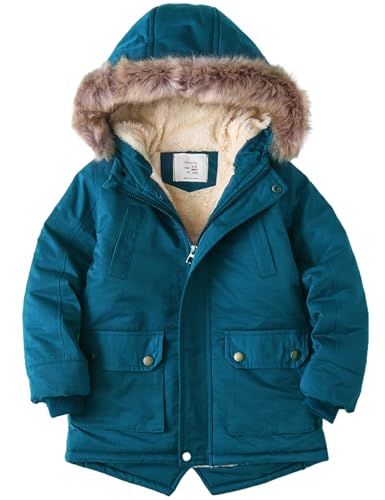 Flygo Boys Winter Coat Fleece Lined Kids Puffer Jacket Warm Quilted Hooded Parka Jackets
