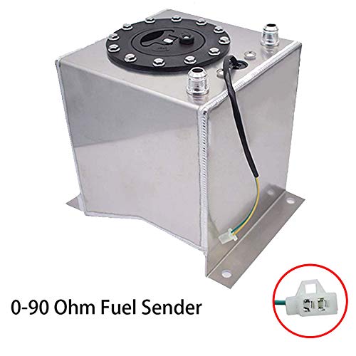 waltyotur 2.5 Gallon Universal Fuel Cell Gas Tank Aluminum Polished Race Street Drift Strip Fuel Cell Tank with Level Sender Silver