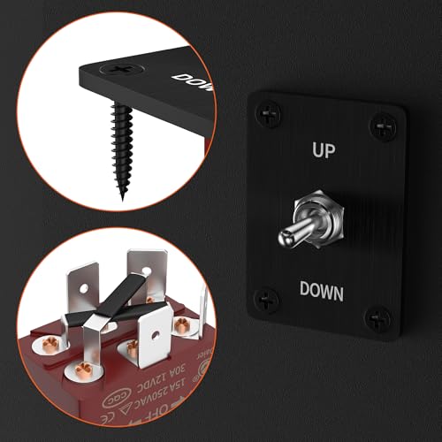 Image of RVBOATPAT Reverse Polarity Toggle Switch 12V 30A, DPDT Momentary (ON)-Off-(ON) Toggle Switch with Up Down Mounting Panel 3 Position 4PIN Wired
