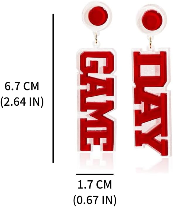 Acrylic Game Day Earrings Colorful Game Day Letter Drop Dangle Earring Football Team Fan Sports Favors Cheerleader Accessories Jewelry Gifts-A - Image 2
