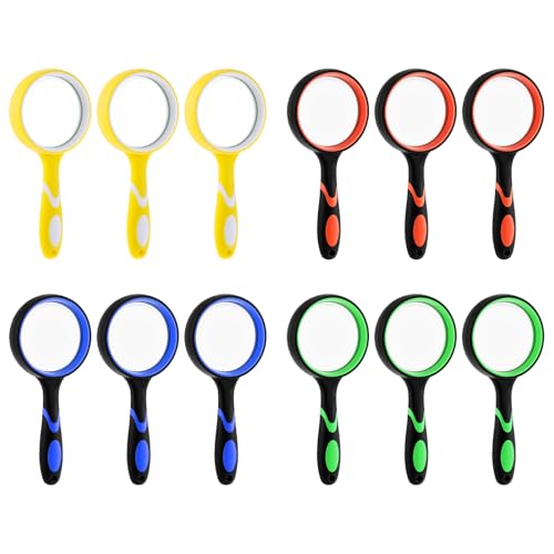 12 Pack 50mm 10X Magnifying Glasses for Reading