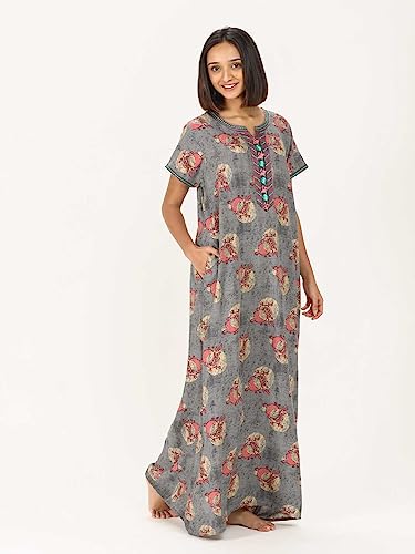 Image of Evolove Women's Viscose Liva Long Maxi Night Gown Nighty Dress with Pocket, Super Soft Comfortable (LNG-Rayon)