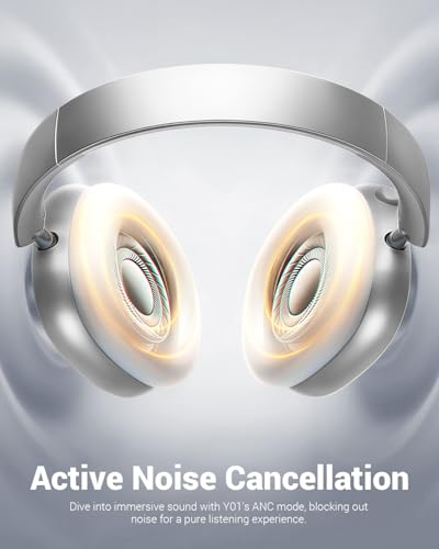 Image of Wentronic Y01 Wireless Noise Canceling Headphones Bluetooth 5.3 Over Ear Headphones with Microphone, Hi-Res Audio, 48H Playtime, Foldable Comfortable Earpads,Compatible with iOS,Android,PC, Silver